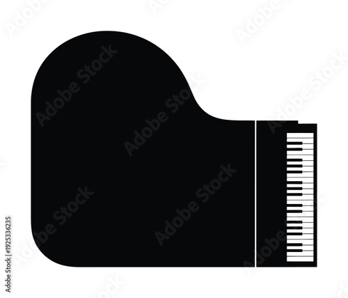 Vector of a grand piano with visible keyboard detail