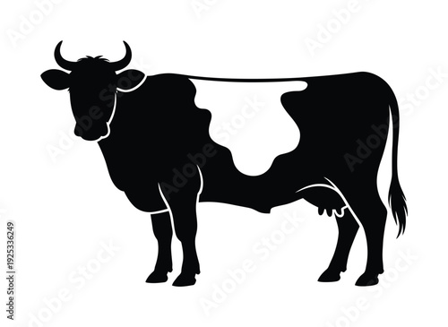 Vector of a cow with distinct spots and large horns