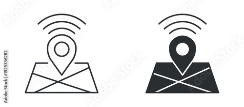 Location map pin icon set, GPS navigation symbol, destination and tracking sign, map marker vector illustration