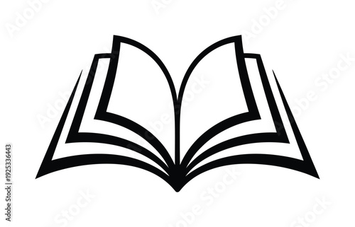 Vector of an open book with clean, minimalist design, symbolizing reading and knowledge.