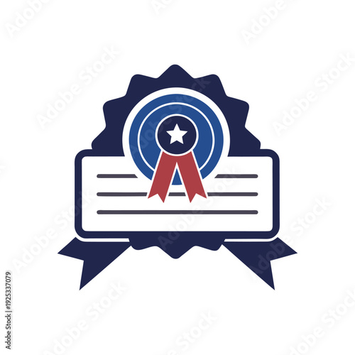 Certification Badge with Ribbon and Star – Quality Guarantee Seal Illustration