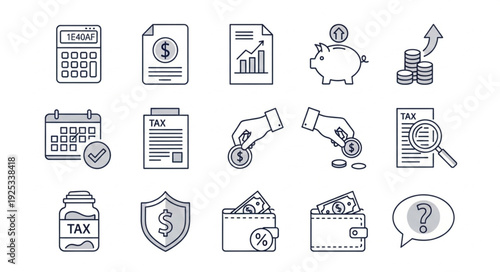 Financial Icons Set for Business and Investment Concepts.