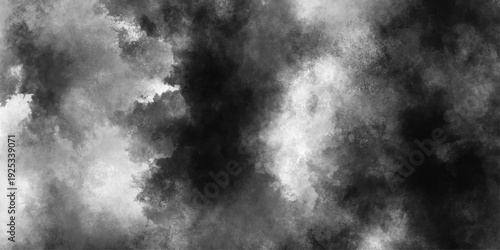 Abstract white and gray isolated cloud cumulus clouds. Gray aquarelle painted realistic fog or mist smoky textured canvas design. White and ash messy wall stucco texture background.	