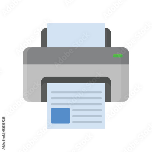 3D vector illustration of a modern printer icon for office business technology featuring a professional document paper machine isolated on a white background