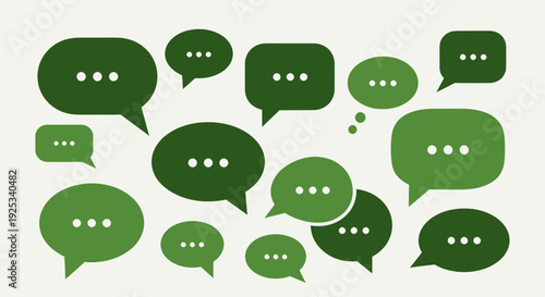 Green Speech Bubbles with Ellipses Representing Communication.