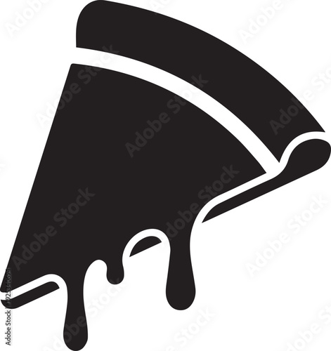 Dripping pizza slice vector icon for pizzeria branding and fast food advertising concepts