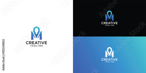 Technology logo vector. M initial logo design