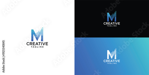 Technology logo vector. M initial logo design