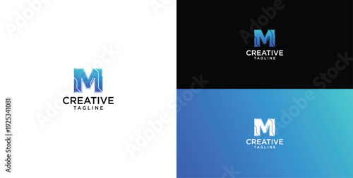 Technology logo vector. M initial logo design