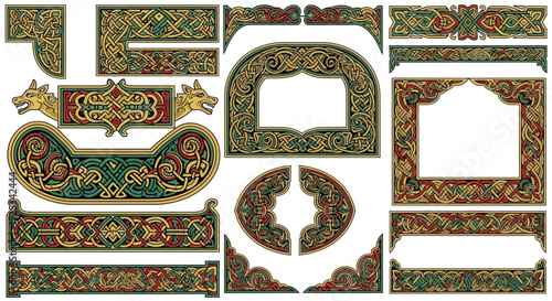 Celtic Insular Knotwork Borders and Medieval Irish Vector Frames