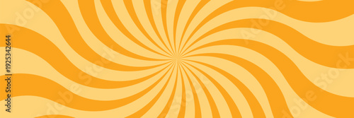 Orange stripes burst lines background. Sun ray light. Radiate sunlight. Vintage stripes halftone radial wallpaper for poster, banner.Circus background of spiral yellow orange rays vector.