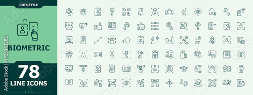 Biometric icon set. Thin linear style icons. Featuring fingerprint, identification, identity, detect, recognition. Vector collections. Fingerprint icon.