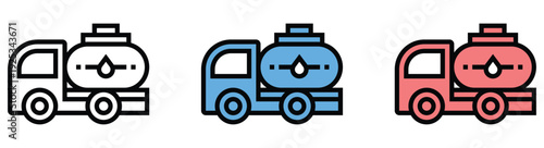 Three colorful delivery trucks vector illustration isolated on white background for logistics and transport business