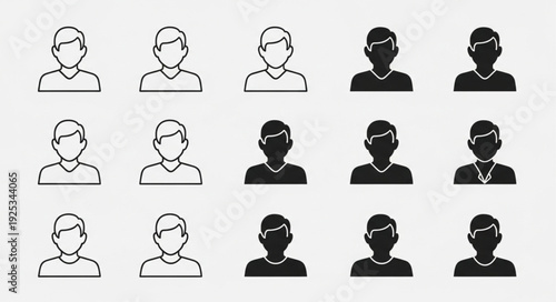 Collection of User Profile Icons Representing People.