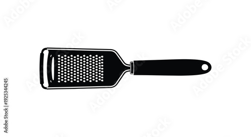 A stark black silhouette of a modern kitchen grater highlighting its functional design silhouette high quality professional detailed