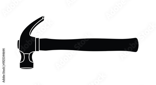 A striking black silhouette of a claw hammer a common tool for construction and home repair silhouette