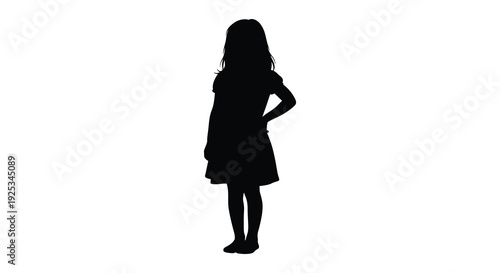 A striking full body silhouette of a young woman posing with hands on hips showcasing a classic form silhouette