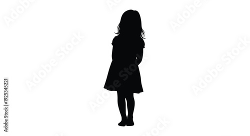 A young girl stands with her hands clasped facing forward rendered as a striking silhouette high quality professional