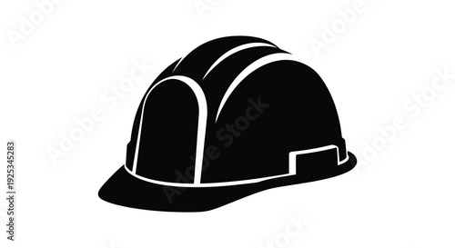 A stark black silhouette of a construction helmet symbolizing safety and occupational head protection silhouette high quality professional