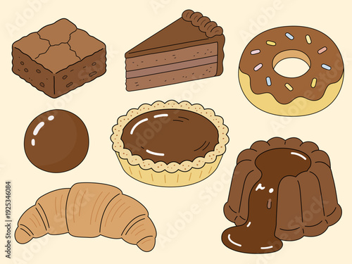 Cute Chocolate Dessert Set Bakery Food Menu