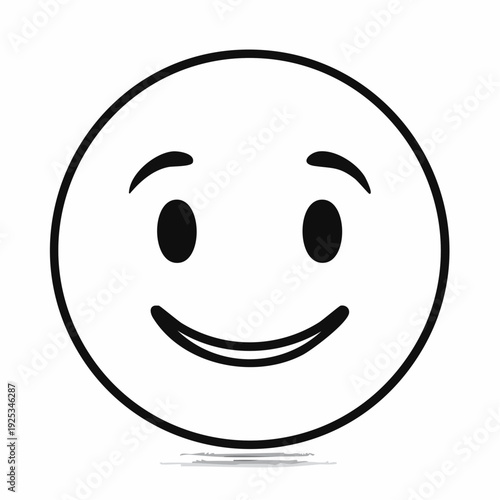 Simple black and white smiley face icon with a happy expression.