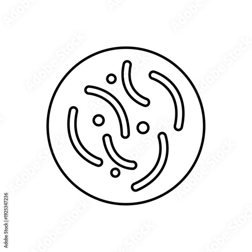 icon microbiome diversity with various bacterial strains in a petri dish, isolated against a clean background