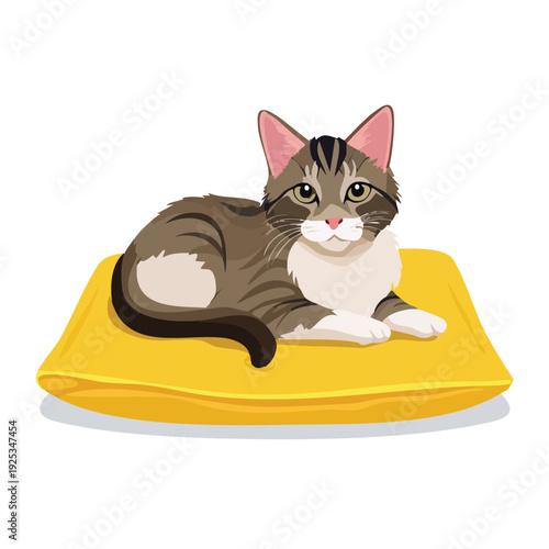 Cat resting on yellow cushion