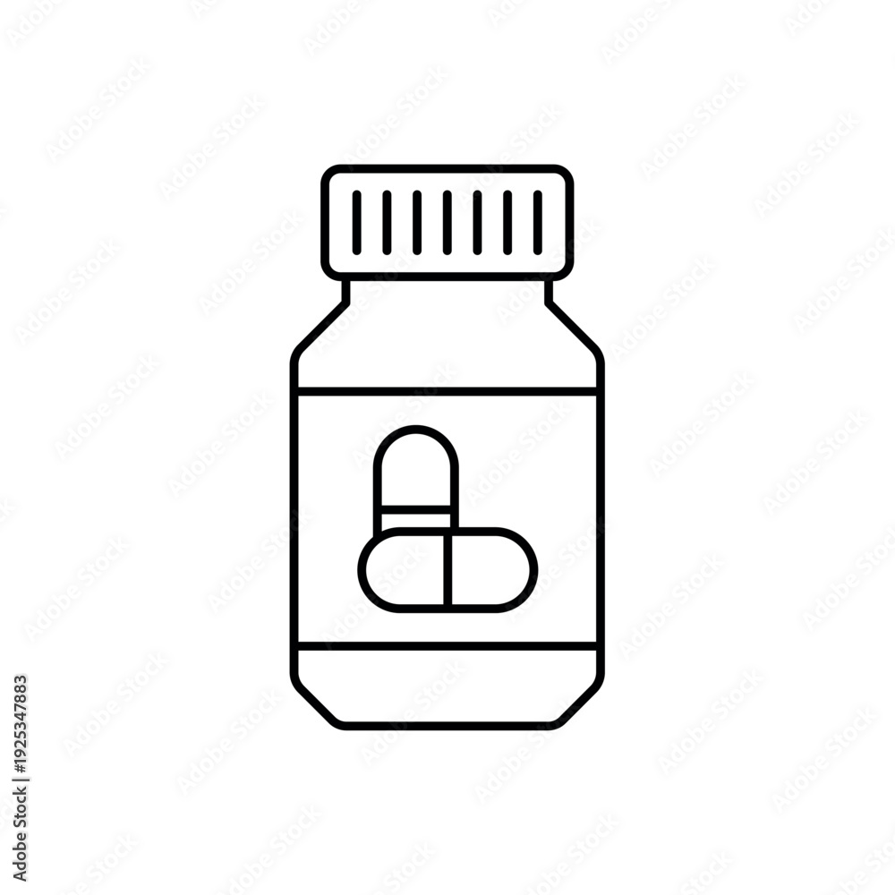 Obraz premium icon a medicine bottle for probiotic pill supplement storage, isolated against a clean background.