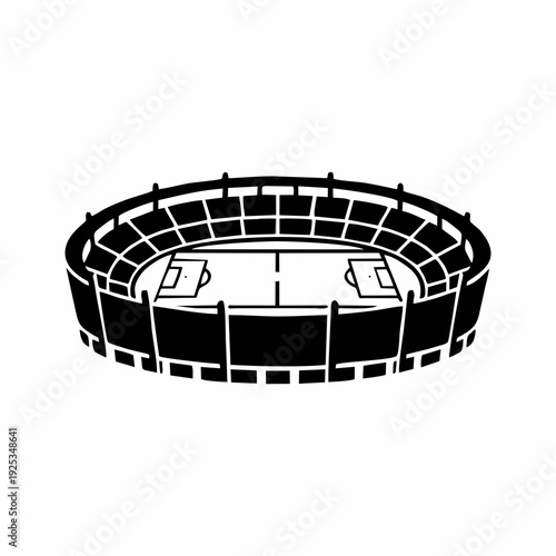 Football Soccer Stadium Arena Icon Silhouette Vector Isolated on White Background