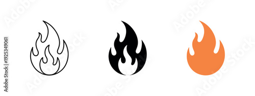 Fire Flame Icon, Burning Fireball Energy Symbol Vector Illustration
