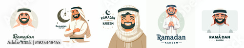 half body vector of a muslim man celebrating ramadan kareem