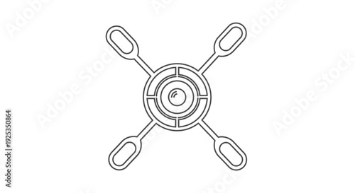 Four oars attached to a central hub, commonly used in rowing boats.