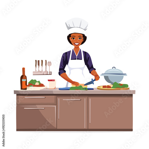 Chef preparing vegetables in a kitchen