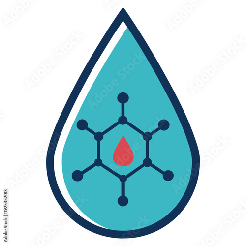 A drop of liquid with a chemical structure inside 