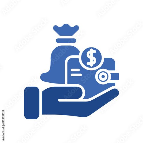 hand holding money bag and dollar coin