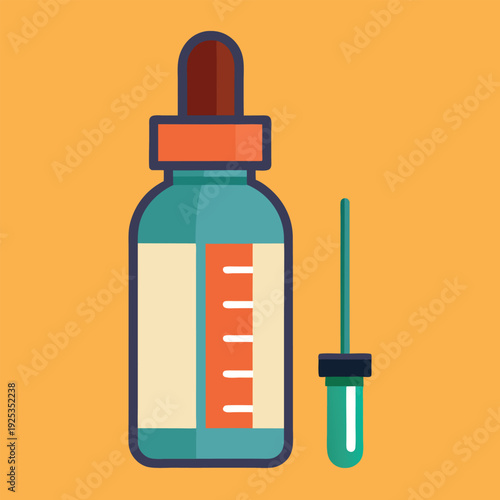 A dropper bottle with a measurement scale represent. 