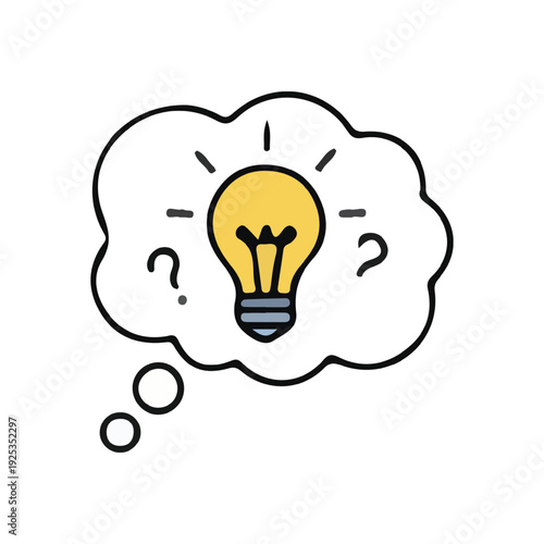 cartoon light bulb in thought bubble