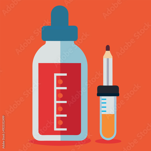 A dropper bottle with a measurement scale represent. 