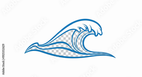 Stylized blue wave with transparent background, suggesting motion