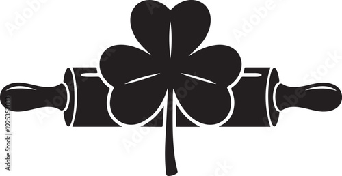 Baking Rolling Pin with Shamrock Icon - Irish Cuisine St. Patrick's Day Vector for Bakeries and Recipes , Generative Ai