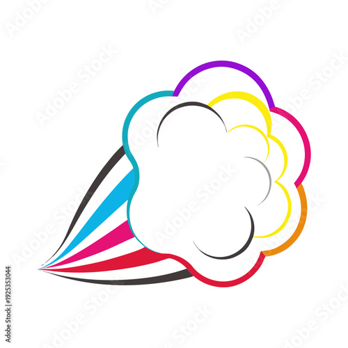 Bold vibrant powder cluster on one side with copy space, colorful pigment explosion, artistic abstract composition, isolated on white background for creative design use