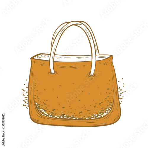 Blank tote bag with subtle powder scatter at base, isolated on white background, minimal flat lay, eco-friendly reusable bag, modern fashion accessory, clean product mockup for lifestyle photography.