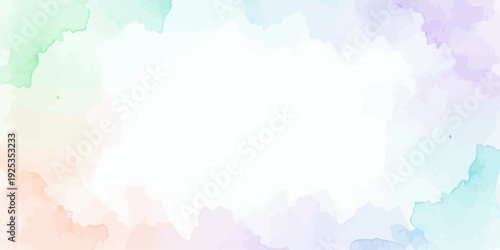 Watercolor Abstract Frame in Soft Pastel Colors with Blank Space