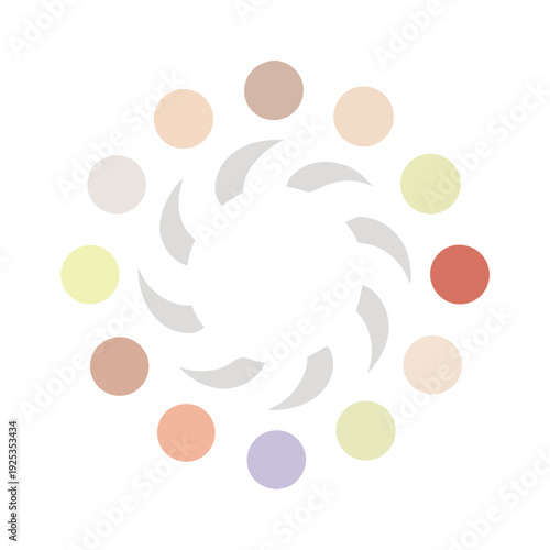 Corporate diversity symbol made from circular pygmy figures forming inclusive teamwork concept, unity partnership icon, multicultural business community collaboration emblem isolated on clean