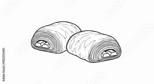 Two delicious pastries with rich dark chocolate filling are depicted