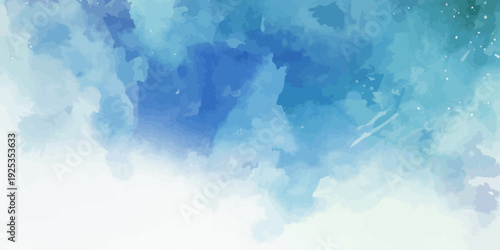 Abstract Blue Watercolor Wash Background with Paint Splatter Texture