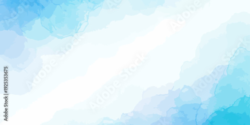 Abstract Light Blue Watercolor Background with White Copy Space