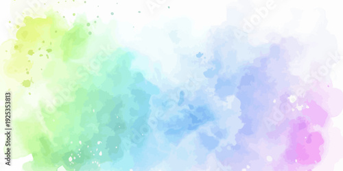 Colorful Watercolor Abstract Background with Soft Gradient and Splatters