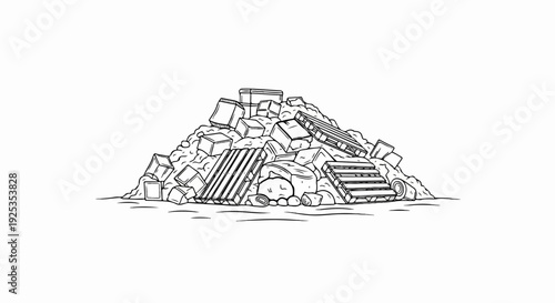 Pile of discarded boxes and wooden pallets