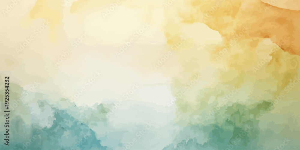 Fototapeta premium Abstract Watercolor Background with Soft Yellow, Green, and Teal Hues